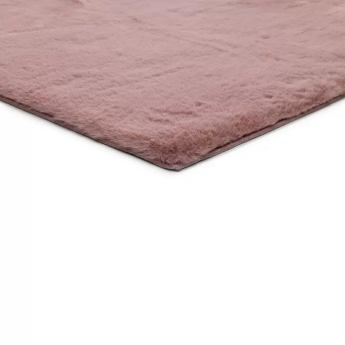 Alfombra de pelo corto Dora - Rosa, 230 x 160 cm, 100% poliéster - Vista angular