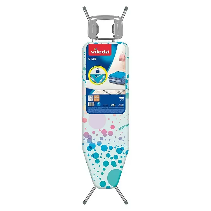 Vileda Bügeltisch Star Blue - 120 x 38 cm, Höhenverstellung: 75 cm - 96 cm - Vorderansicht