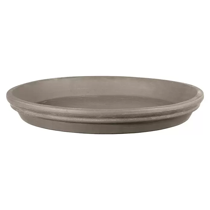 Deroma Moka Garden Plato redondo para maceta - Dimensiones externas (Ø x Al): 27 x 3,4 cm, Materiales naturales, Mokka - Vista angular