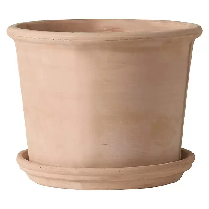 Deroma White Garden Pflanztopf Cylindro Bordata - Naturmaterialien, Terracotta - Diagonale Ansicht