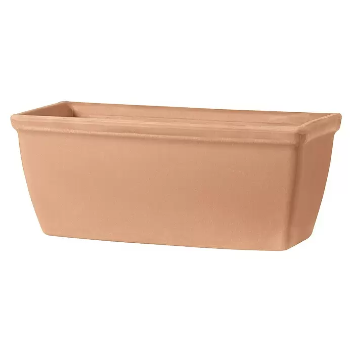 Deroma White Garden Pflanzkasten Roma Liscia - Außenmaß (L x B x H): 42 x 18 x 17 cm, Naturmaterialien, Tonweiß - Diagonale Ansicht
