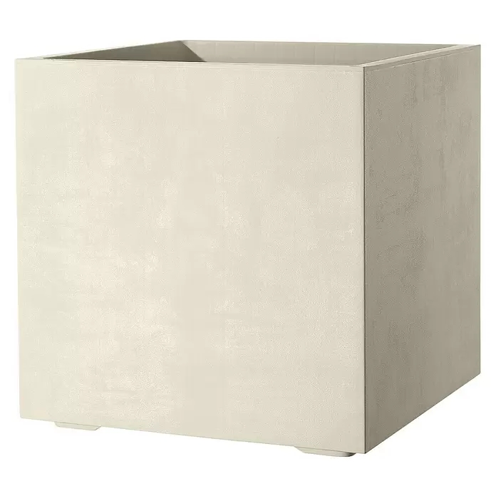 Deroma Pflanzkübel eckig Millennium - Außenmaß (L x B x H): 39 x 39 x 39 cm, Kunststoff, Perlweiß - Diagonale Ansicht