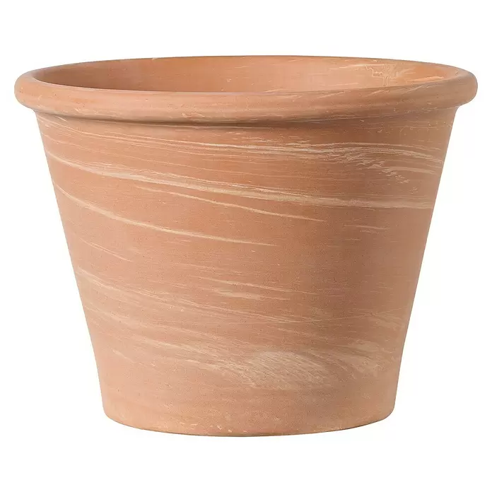 Deroma Pflanztopf Vasum - Außenmaß (Ø x H): 25 x 19,2 cm, Naturmaterialien, Terracotta, Weiß - Vorderansicht