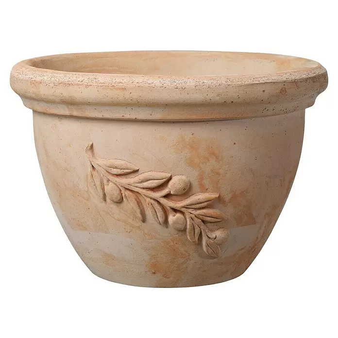 Deroma Olive Pflanzschale rund Ciotola - Außenmaß (Ø x H): 20 x 12,8 cm, Naturmaterialien, Terracotta - Vorderansicht