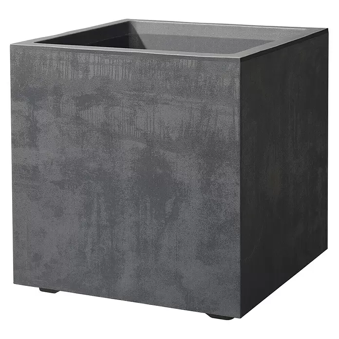 Deroma Pflanzkübel eckig Millennium - Außenmaß (L x B x H): 39 x 39 x 39 cm, Kunststoff, Anthrazit - Diagonale Ansicht