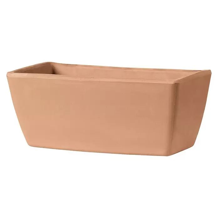 Deroma Pflanzkasten Garda - Außenmaß (L x B x H): 32 x 16 x 13 cm, Naturmaterialien, Terracotta, weiß - Diagonale Ansicht