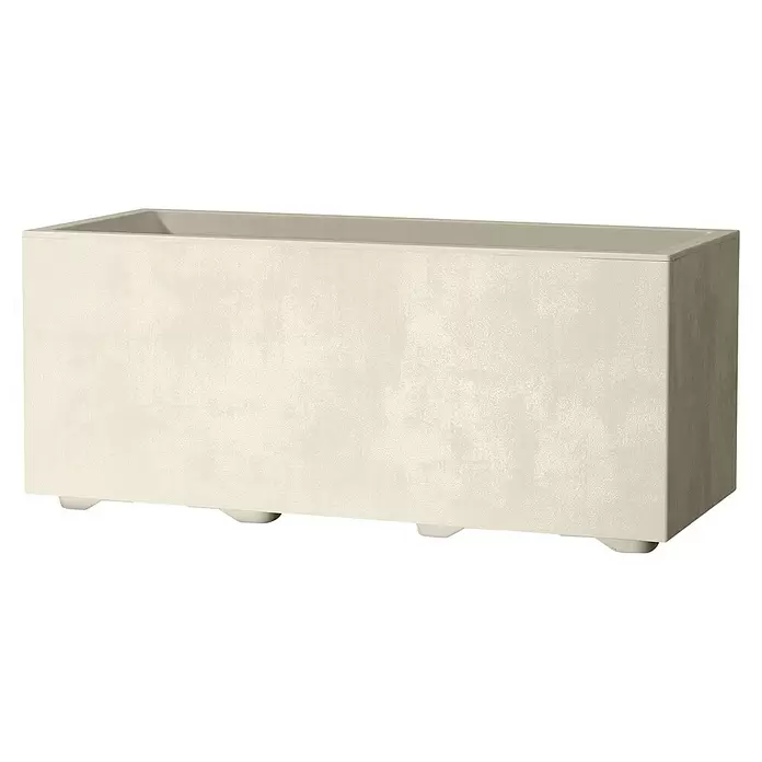 Deroma Pflanzkasten Millennium - Außenmaß (L x B x H): 59 x 25 x 25 cm, Kunststoff, Perlweiß - Diagonale Ansicht