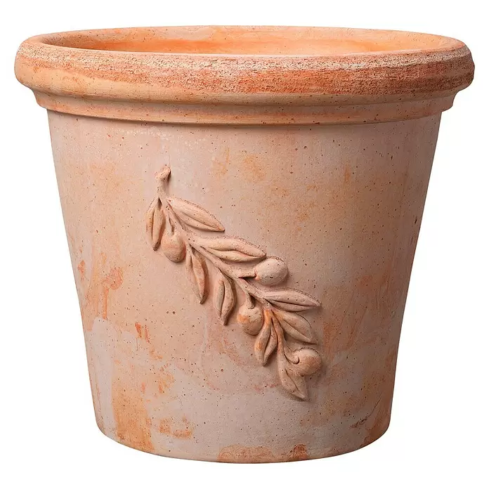 Deroma Olive Pflanztopf Cilindro - Außenmaß (Ø x H): 43 x 36 cm, Naturmaterialien, Terracotta - Vorderansicht