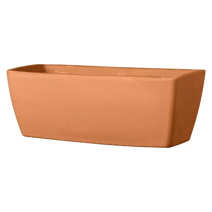Deroma Pflanzkasten Garda - Außenmaß (L x B x H): 32 x 16 x 13 cm, Naturmaterialien, Cotto - Diagonale Ansicht