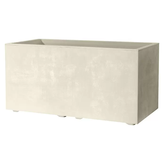 Deroma Pflanzkasten Millennium - Außenmaß (L x B x H): 79 x 40 x 40 cm, Kunststoff, Perlweiß - Diagonale Ansicht