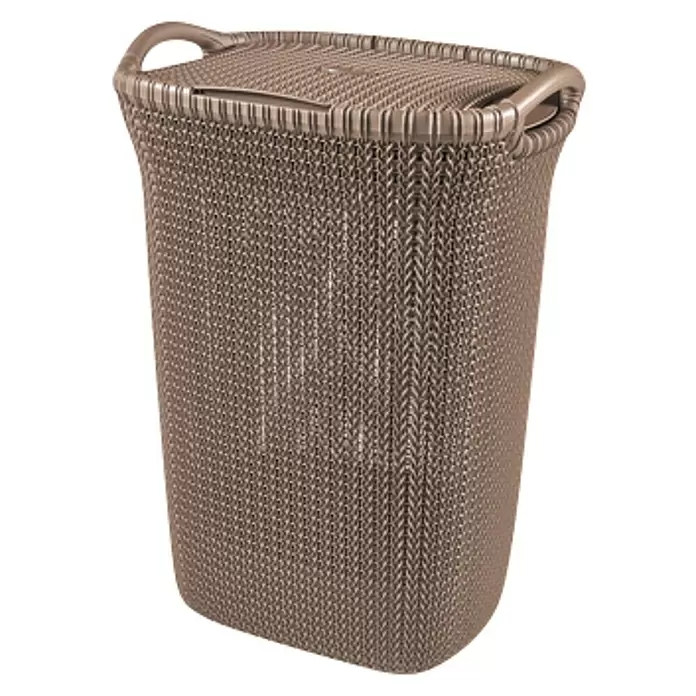 Curver Knit Cesta para la ropa - 57 l, Marrón, Polipropileno - Vista angular