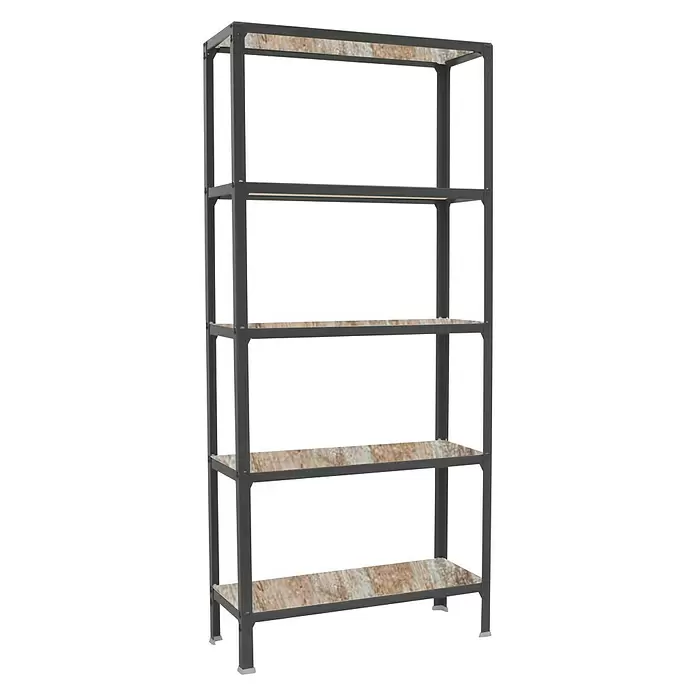 Simonrack Homeclick Estantería metálica Wood - L x An x Al: 30 x 80 x 180 cm, Capacidad de carga: 120 kg/balda, Número de baldas: 5 ud., Gris antracita - Vista angular
