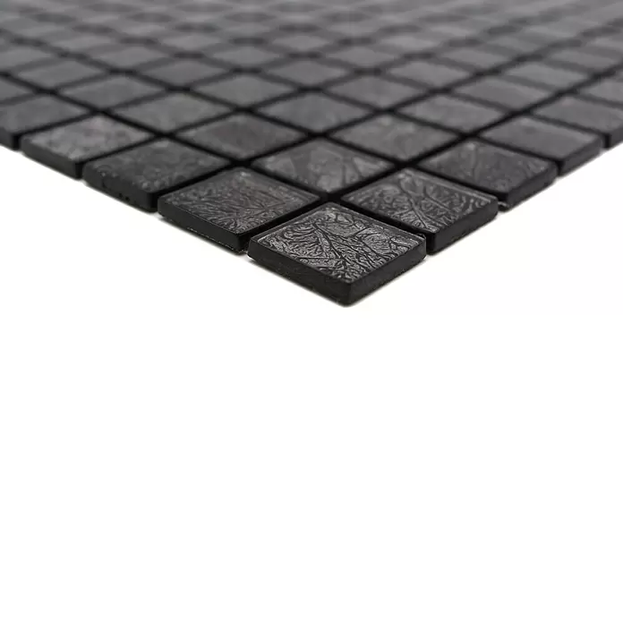 Mozaïektegel vierkant glas Uni CM 4BL12 - 30 x 30 cm, Zwart, Glanzend - Close-up