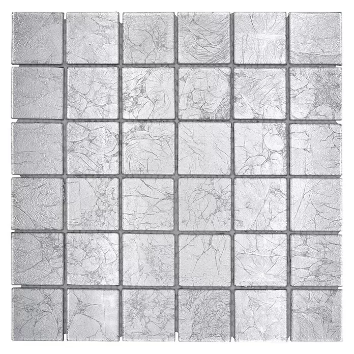 Mozaïektegel vierkant glas Uni CM 4SB21 - 30 x 30 cm, Zilver, Glanzend - Bovenaanzicht