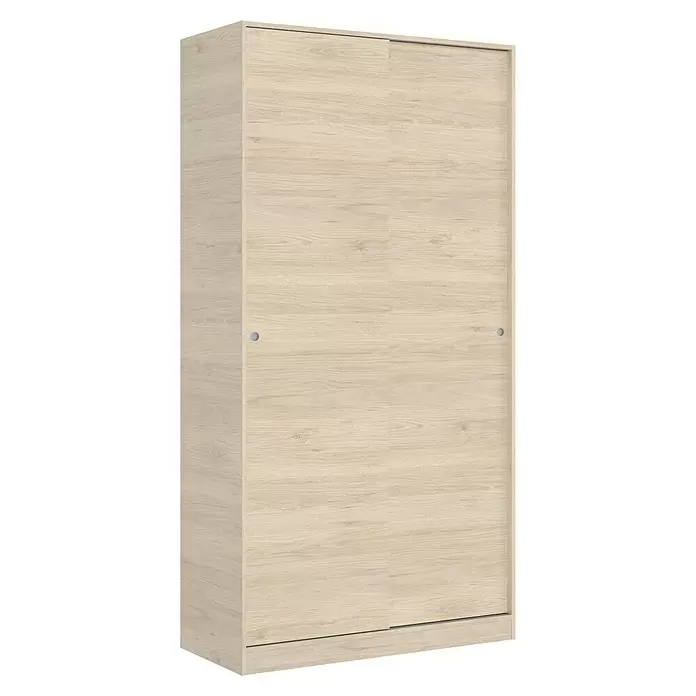 Armario para ropa con puertas correderas Slide - L x An x Al: 50 x 100 x 204 cm, Natural - Vista angular