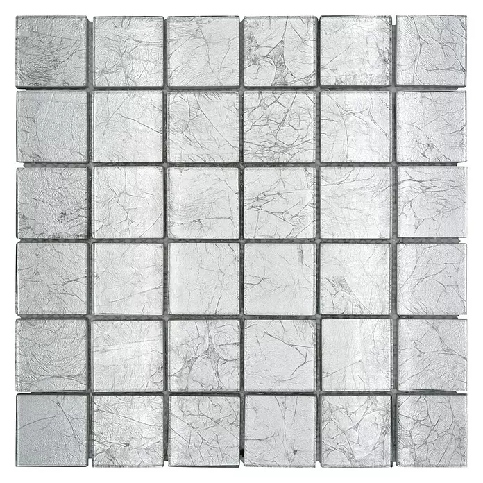 Mozaïektegel vierkant glas Uni XCM 8SB26 - 30 x 30 cm, Zilver, Glanzend - Bovenaanzicht