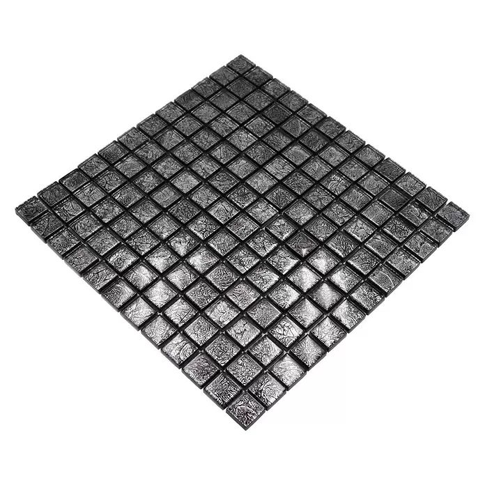 Mozaïektegel vierkant glas Uni XCM 8BL17 - 30 x 30 cm, Zwart, Glanzend - Diagonaal zicht