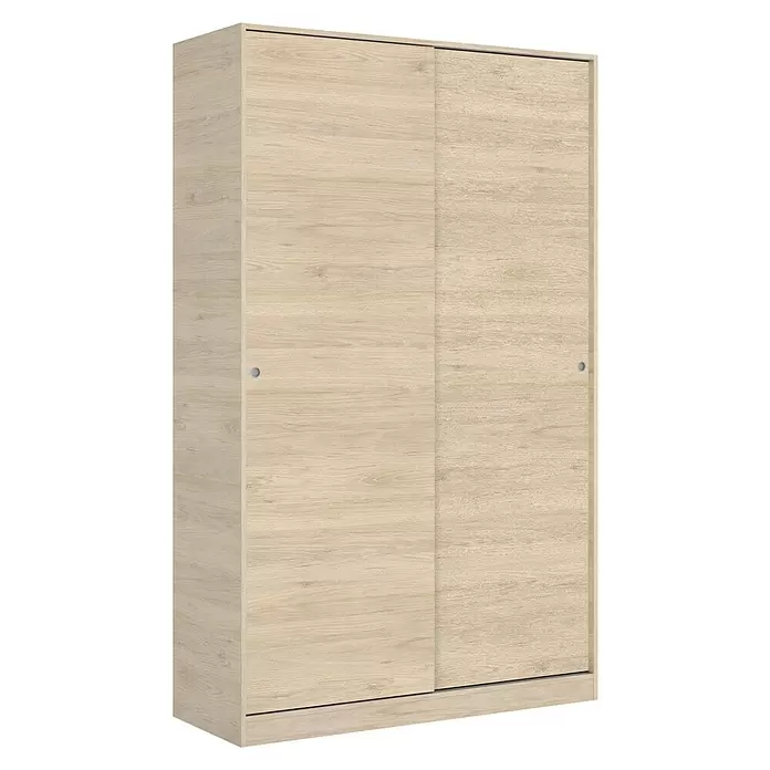 Armario para ropa con puertas correderas Slide - L x An x Al: 50 x 120 x 204 cm, Natural - Vista angular