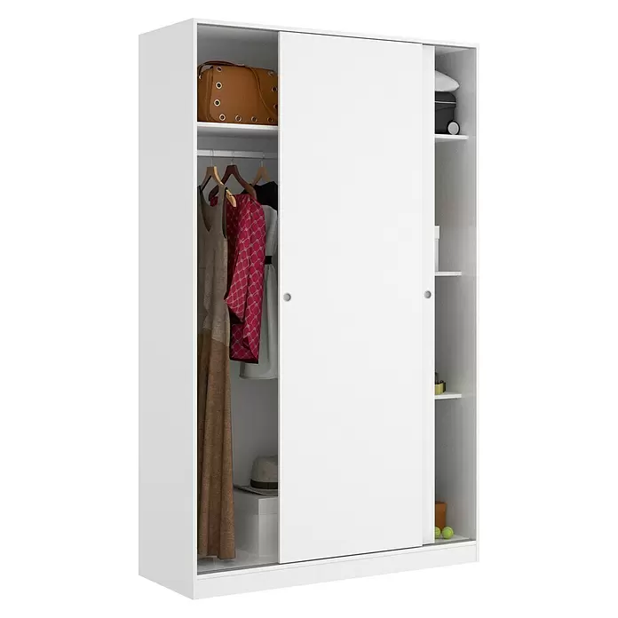 Armario para ropa con puertas correderas Slide - L x An x Al: 50 x 120 x 204 cm, Blanco - Vista angular