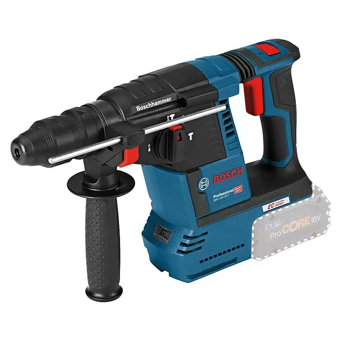 Bosch Professional Akku-Bohrhammer GBH 18V-26 F - 18 V, Ohne Akku, Leerlaufdrehzahl: 0 U/min - 980 U/min, Einzelschlagstärke: 2,6 J - Diagonale Ansicht