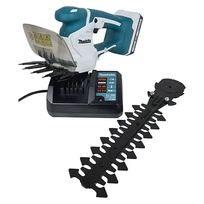 Makita Akku-Grasschere UM110DWYX - 18 V, 1 Akku, Messerbreite: 11 cm - Diagonale Ansicht