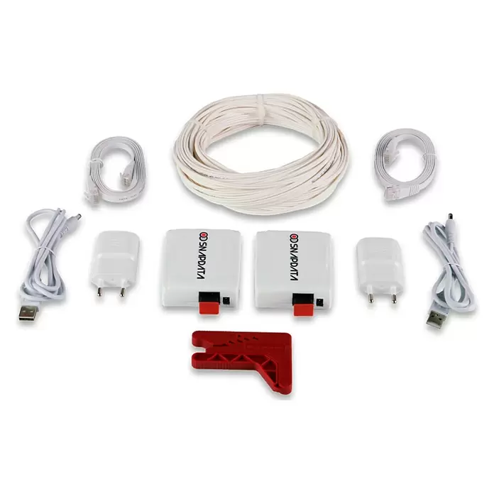 Cable de fibra óptica Kit básico - Blanco, Largo: 20 m - Vista descendente