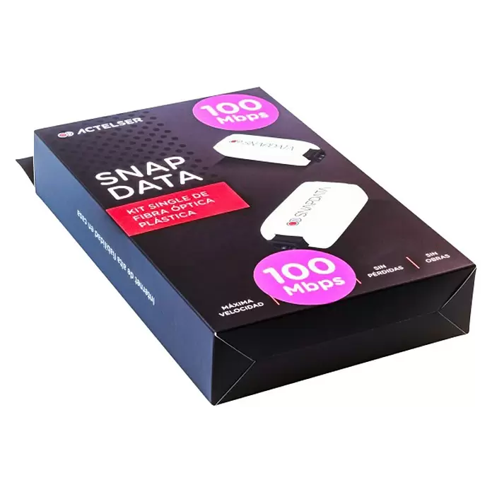 Cable de fibra óptica Kit single Snap data - Negro/blanco, Largo: 20 m - Vista angular