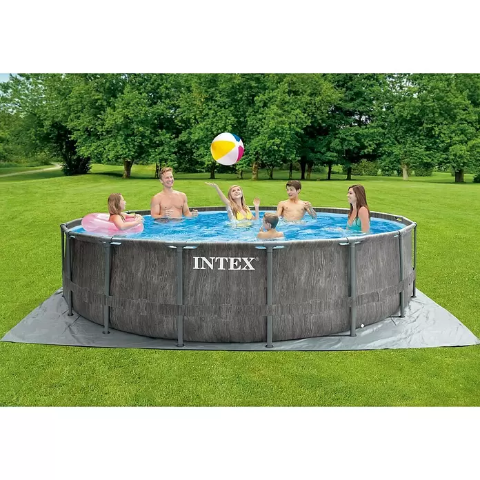 Intex Piscina Frame Greywood - Ø x Al: 457 x 122 cm, 16,8 m³, Gris - Producto en uso