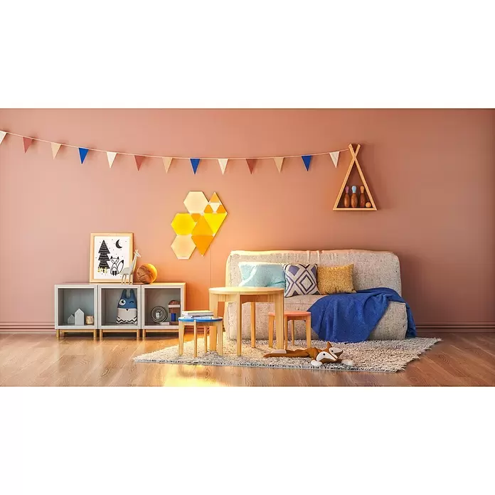 Nanoleaf LED-Panel Shapes Triangles 15er Starter Set 2. Generation - L x B x H: 23 x 20 x 0,6 cm, Weiß, RGBW - Stimmungsaufnahme