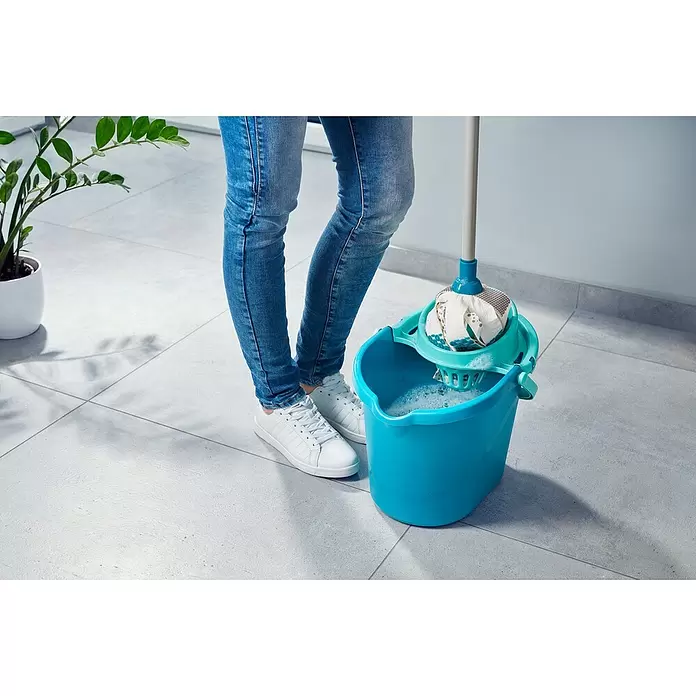 Leifheit Fregona de repuesto Power Mop 3 en 1 - Azul/Blanco, Tejido mixto - Producto en uso