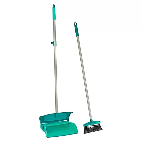 Leifheit  Set escoba y recogedor de mango largo con tapa