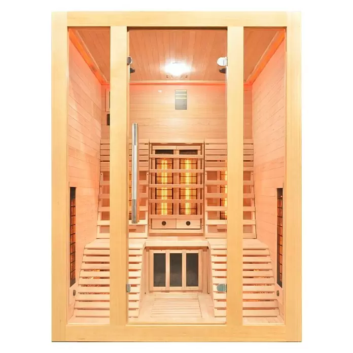 Sanotechnik Infracrvena sauna Oslo - 2 karbonsko-magnezijske grijaće ploče, 150 x 150 x 200 cm - Pogled sprijeda