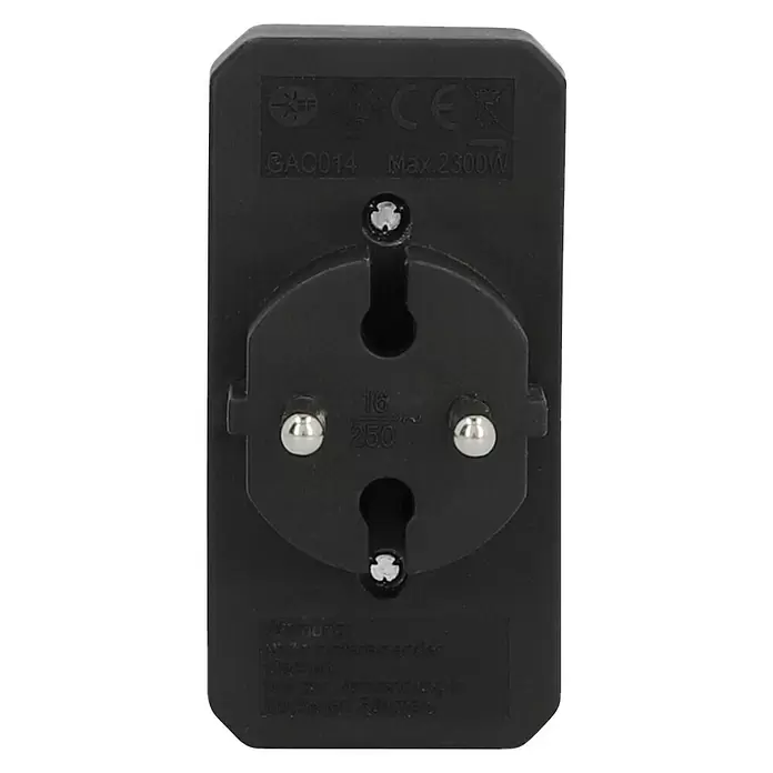 UniTEC Euro-Adapter - Schwarz, Anzahl Steckdosen Euro: 4 Stk., 4 x 2,5 A, 1.250 W - Vorderansicht