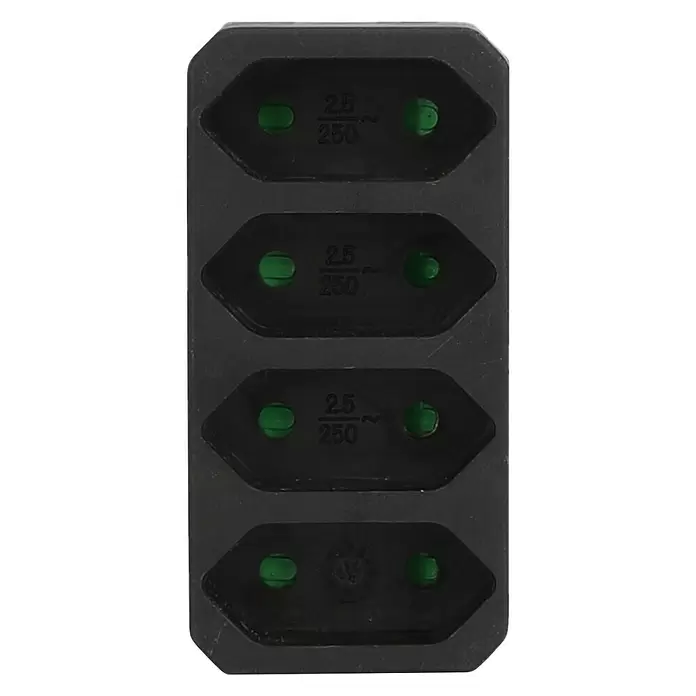 UniTEC Euro-Adapter - Schwarz, Anzahl Steckdosen Euro: 4 Stk., 4 x 2,5 A, 1.250 W - Vorderansicht