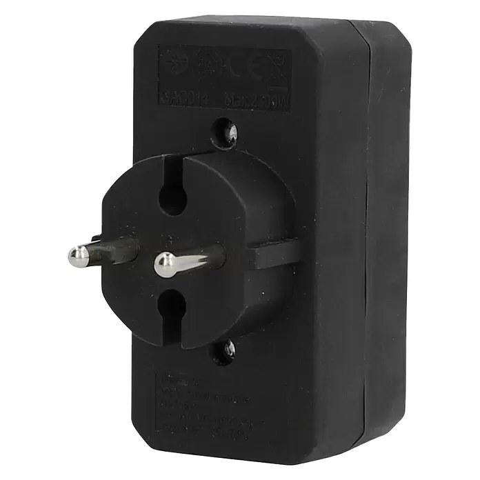 UniTEC Euro-Adapter - Schwarz, Anzahl Steckdosen Euro: 4 Stk., 4 x 2,5 A, 1.250 W - Diagonale Ansicht