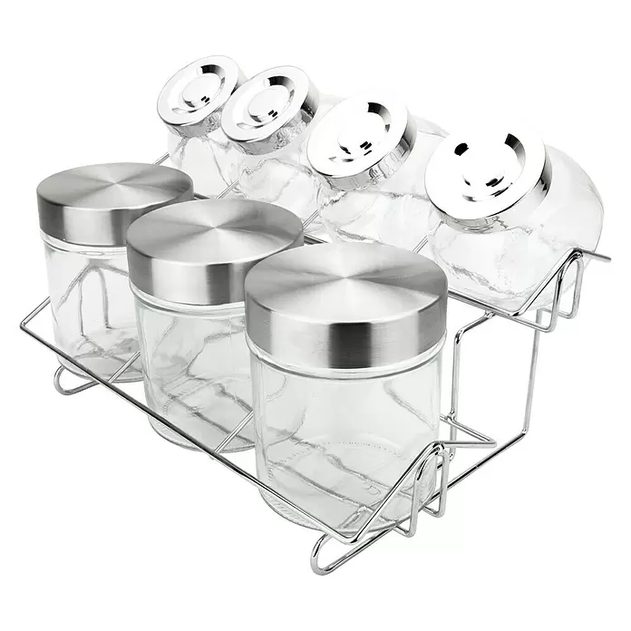 Jocca Especiero de cristal 7 uds - L x An x Al: 16 x 27 x 18 cm, Vidrio - Vista angular