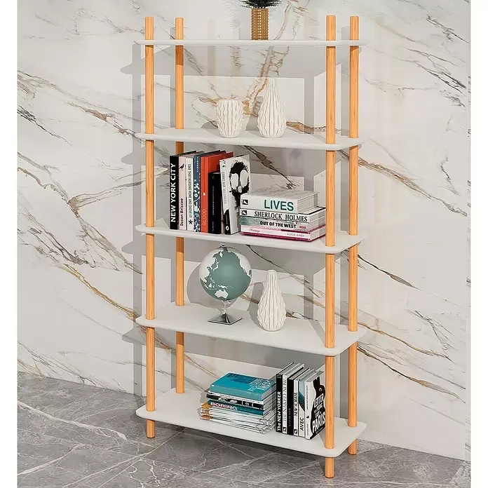Scan Trend Regal - L x B x H: 26 x 76 x 145,5 cm, Weiß, Braun - Stimmungsaufnahme