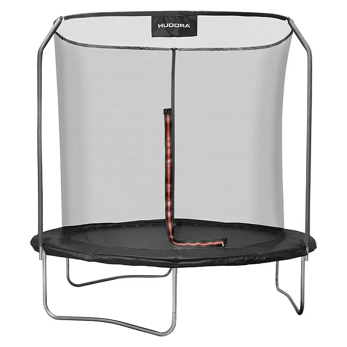 Hudora Trampolin First 250V - Durchmesser: 250 cm, Schwarz/Rot - Vorderansicht