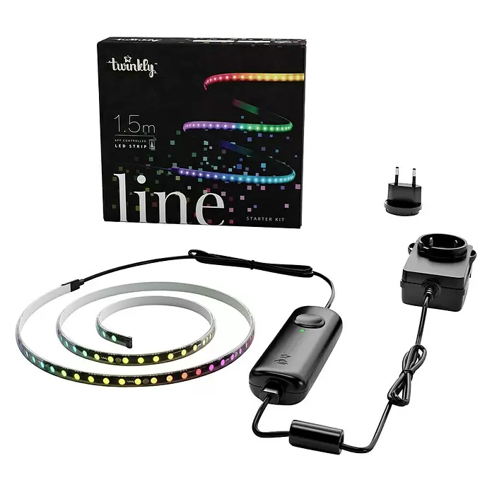 Twinkly LED traka Line - Crne boje, Područje uporabe: U zatvorenom, 1,5 m, 100 žaruljica, Boja svjetla: RGB - Dijagonalni pogled
