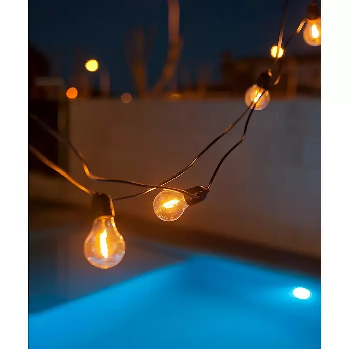 New Garden Guirnalda luminosa solar Allegra - 10 luces, Largo: 8 m, LED, Color de luz: Blanco cálido, Negro - Foto ambiente