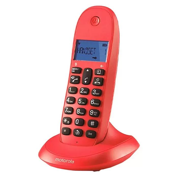 Motorola Teléfono inalámbrico C1001L - Funciones: Mudo, Rojo - Vista angular