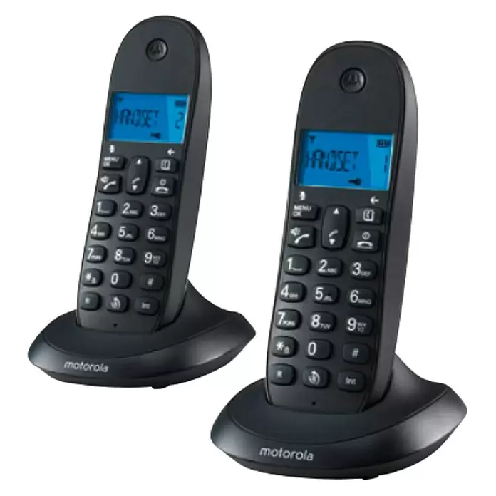 Motorola Teléfono inalámbrico C1LB+ Dúo - Funciones: Rellamada, Negro - Vista angular