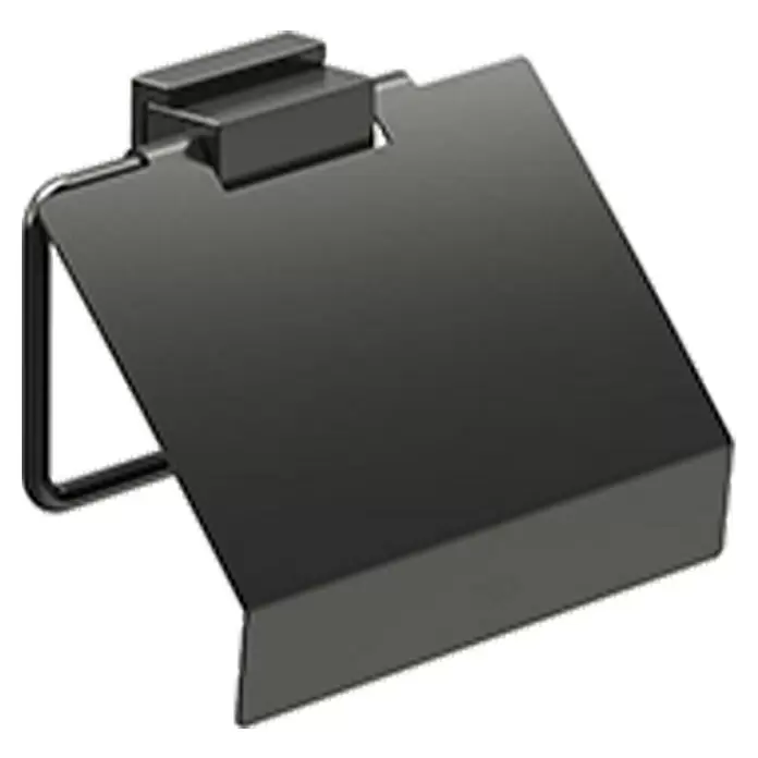 Roca Rubik Portarollos de papel higiénico - Con tapa, Negro, Brillante - Vista angular