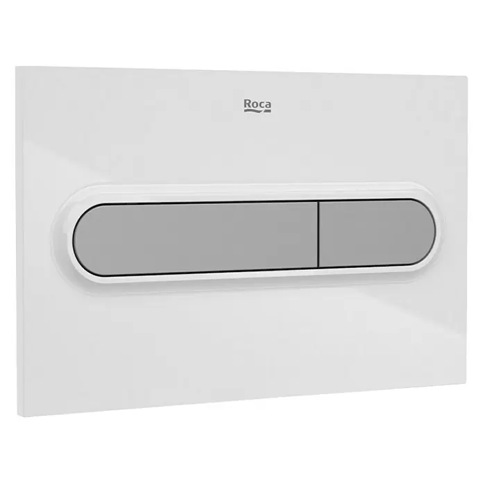 Roca Placa de accionamiento PL1 Dual - Blanco/Plateado, Mate, 2 descargas - Vista frontal