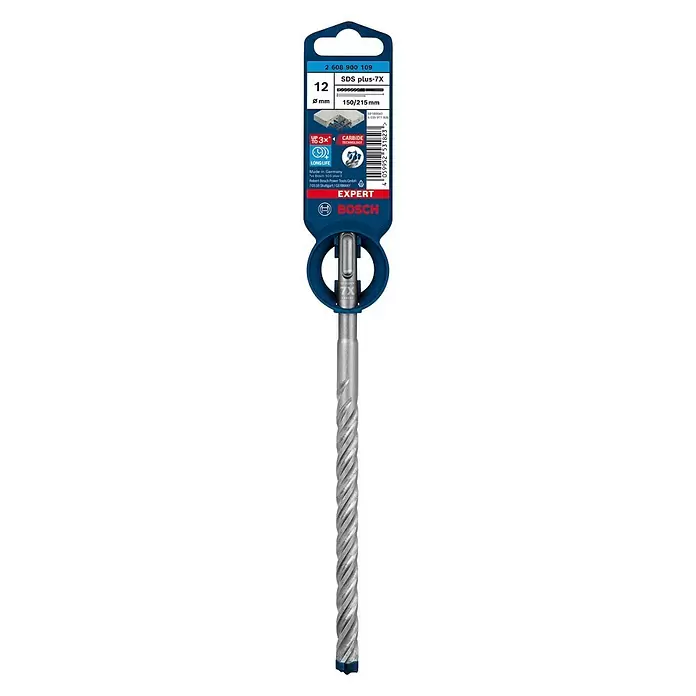 Bosch Professional Expert Broca para hormigón SDS-Plus -7X - Diámetro: 12 mm, Largo: 215 mm - Vista frontal