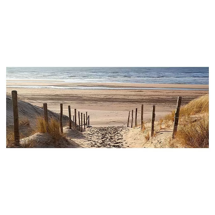 Cuadro de vidrio sobre cristal - Playa camino, An x Al: 125 x 50 cm - Vista frontal