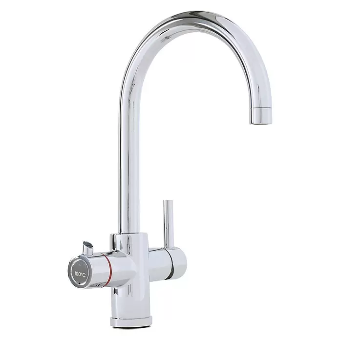 Thermoflow Untertischspeicher und Armatur 100 R - 5 l, 2.200 W, Temperaturbereich: 35 °C bis kochend, Armatur rund - Diagonale Ansicht