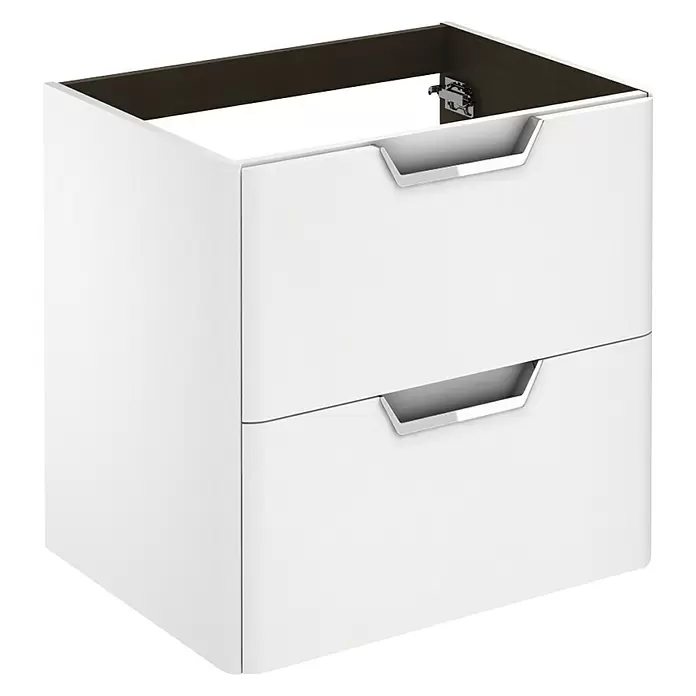 Beauty Waschtischunterschrank - 59,5 x 45 x 56,5 cm, Weiß, Hochglanz - Diagonale Ansicht