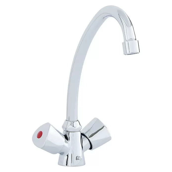 Thermoflow Spültischarmatur QMIX 12 - Chrom, Glänzend - Diagonale Ansicht