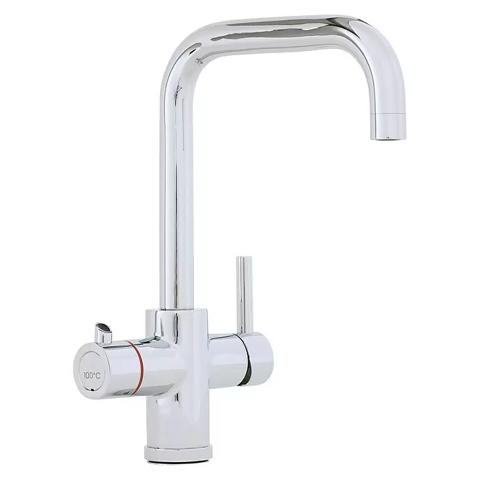 Thermoflow Untertischspeicher und Armatur 100 E - 5 l, 2.200 W, Temperaturbereich: 35 °C bis kochend, Armatur eckig - Diagonale Ansicht